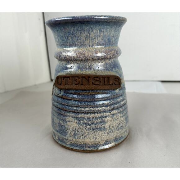 Crock Utensils Pottery Red Duck Gray Browns Sedona Arizona Glazed Signed - Picture 1 of 9